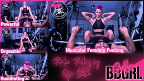 Femdom Fucking MY Gym Bitch - GoddessBBGRL Toys With a BBC While He's Pinned Under Her Barbell