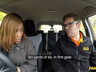 KIKI MINAJ The Brirtish Black Pornstar and her first Driving Lesson - Fake Driving School
