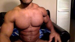 Huge Ebony  Bodybuilder Quick Cum Show and Flex