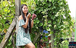 Asian MILF model Katana Porn in a sexy outdoor striptease for Playboy