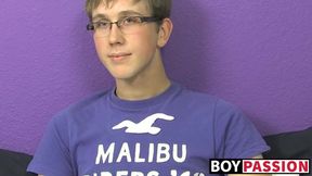 Jockstrap glasses twink Tommie Reed hot solo masturbation