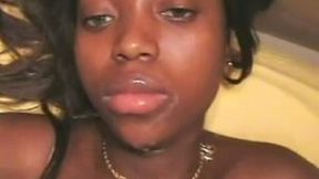 Plump and juicy lips of my ebony girlfriend used for cum painting