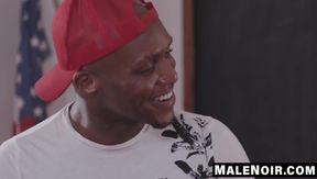 MaleNoir.com - Jock Andre's schlong bullies my ass and mouth