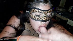 geraldine sucks my cock - cum in her mouth in d.j. booth