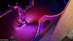 geraldine sucks my cock - cum in her mouth in d.j. booth