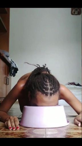 A Naughty Little Showing off While Eating Her Breakfast