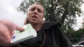 Nasty outdoor sex for money with a long-legged brunette Nikol