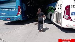 Young passenger gets serviced on public bus ride, dude, totally unexpected, wow!!