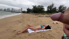 Skinny Babe Teases with Tiny Tits on Miami Beach
