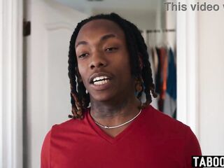 Large ebony cocked chap banging 2 breasty ebony lesbo whores