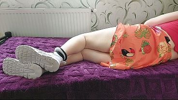 How Femboys Bed Time in Feminine Outfit White Pretty Young Sissy