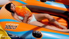 Ama Rio: 24 Inch Vintage Beach Ball Tease - Brunette Beauty Inflates Beach Ball Inflatables By Mouth - MP4 4k