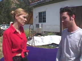 Milf gets fucked missionary style in her shaven pussy