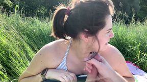 She Spews My Cum as Joggers and Drivers Stare