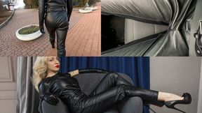 Katya in 2 totally leather looks