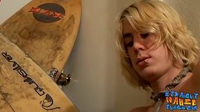 Straight skinny thug Carl Alexander rubs his dick and cums
