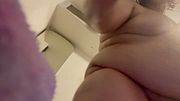 Trans fem enjoys throatpie from knotted bad dragon dildo