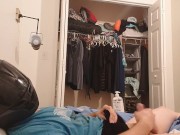 Slutty biker tgirl jerks off for you in mini skirt (try not to cum)