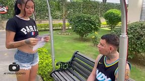 Casero helps Latina teen get her bike unstuck then nails her hard and cums in her ass