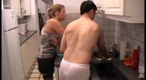 Cleaning the kitchen by mistress command