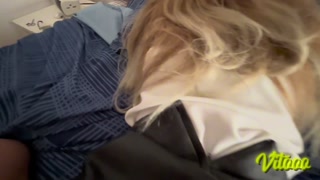 He touched her ass and vagina until he broke her long stockings