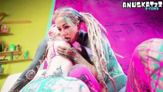 2 Tatted Cocksluts Slobber Oil & Open up Arses Wild