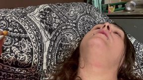 Small tits sissy Regin smoking and using ger nipples as an ashtray
