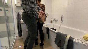 hot escort girl taken from behind after dinner in hotel bathroom