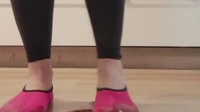 Crushing food with ballet slippers