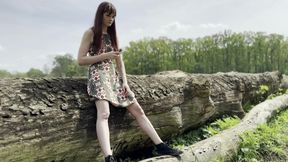 Outdoor passionate blowjob and standing split position sex