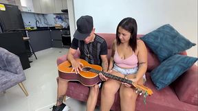 My husband hires a music teacher and he teaches me so well that it makes me want to fuck him hard and makes my delicious pussy wet.