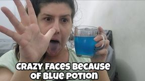 Silly Latina Drinks Blue Potion – Dumb Faces, Tongue Out & Goofy Bimbo Expressions