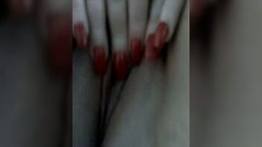Chic with long red nails play with her clit in homemade sex video