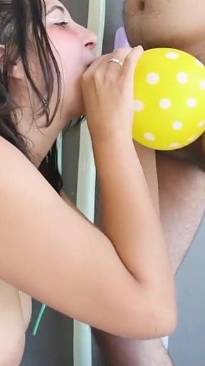 Looner Plays with His Balloon and Ends up with Sex and Semen on His Body.