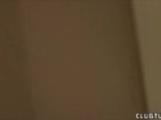 Horny neighbors get turned on as they gag on a big dick