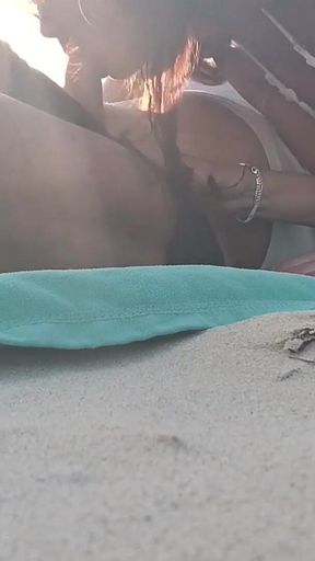 MILF Beach Blowjob with Swallow
