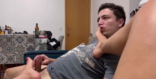 Footjob 38 - Sexy Real Amateur Footjob Session with Foot Worship in the Couch on Red Nails