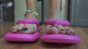 Ruslana - Head Of Slave In Chest Lick Pink Barbie Style Flip-flops And Heels - Part 2 - HD
