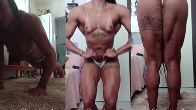 Muscle mommy strips in amateur striptease climax