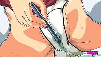 Spied step sister caught jerking off with a huge toy