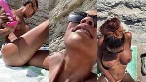 defi, plage , je me gode en public et suce un inconnu qui finit sur mes ...