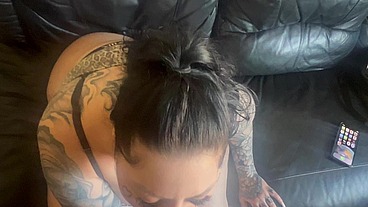 British tattooed bbw sucks big black cock deep and sloppy