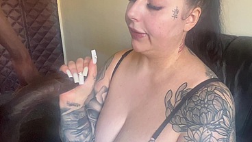 British tattooed bbw sucks big black cock deep and sloppy