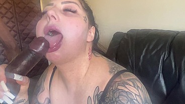 British tattooed bbw sucks big black cock deep and sloppy