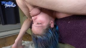 Deepthroat creampie, messy facial, raw penetration, throat cumdump