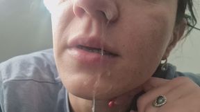 My big tongue plays with the snots that flows from my nose