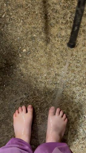 Washing Off After a Muddy Adventure