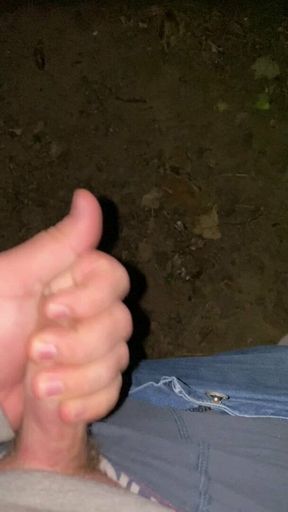 Deep in the woods wanking and with big cumshot