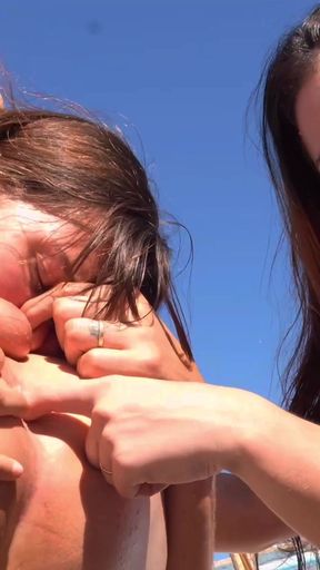 Two Sluts Deep Rim His Ass and Balls on Sunny Balcony Chair