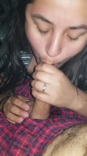 Latina Gives Amazing Head In Car After Night Out